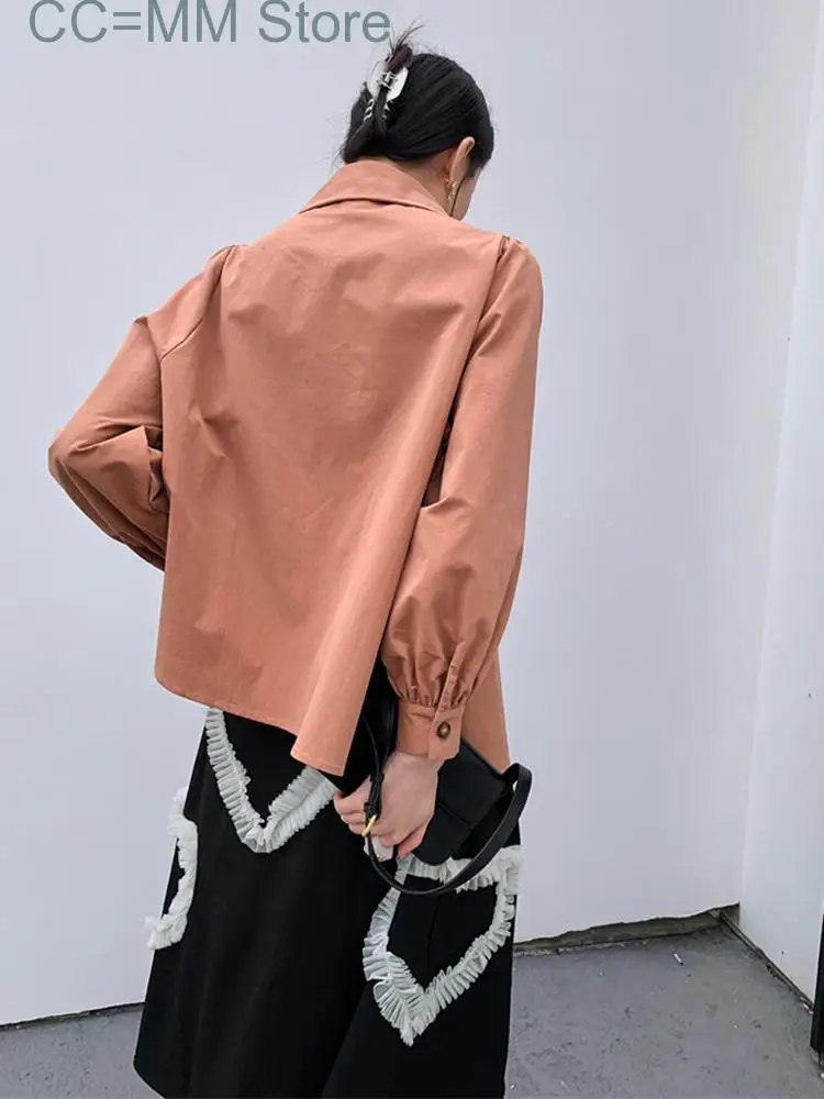 New Irregular Shirts For Women Lapel Single Breasted Flower Shirt Spring Summer Female Fashion Top Clothes