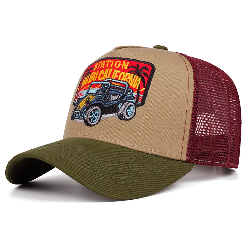 الفاخرة في الهواء الطلق للجنسين الصيف قبعة الصيد تنفس MeshTrucker قبعة الرجال النساء شاحنة كبيرة مطرزة Snapback قبعة الشمس أبي قبعة