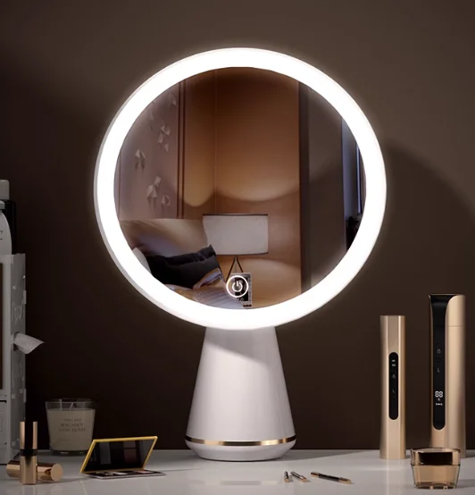 Smart LED Vanity Mirror with 3-Mode Lighting - USB-C Rechargeable Tabletop Makeup Mirror with Touch Control