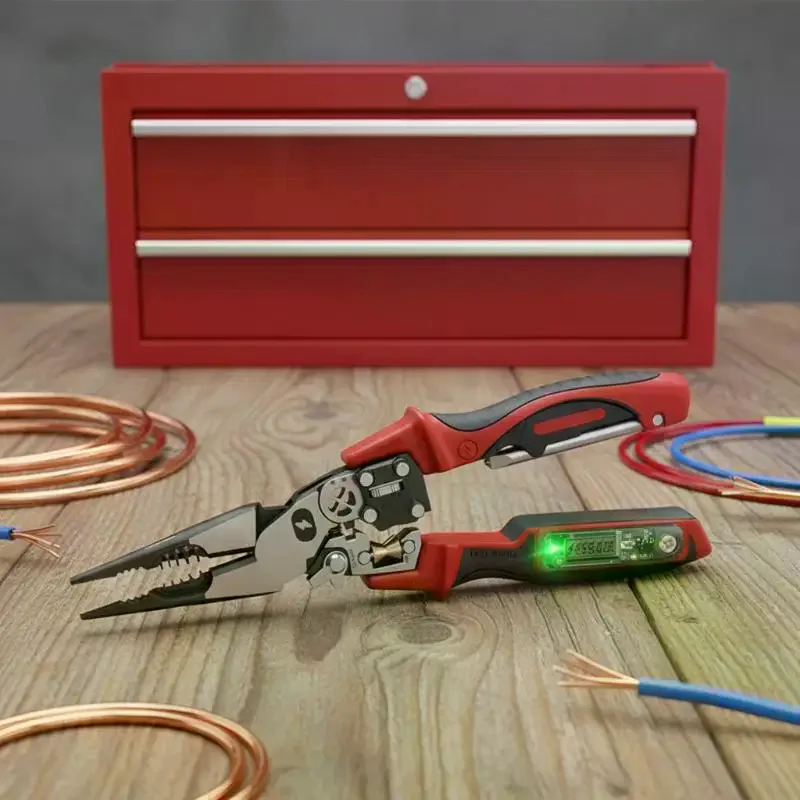 Digital Display Pointed Nose Wire Stripping Electrician Pliers Large Screen Multifunctional Voltage Measuring Wire Winding Tool