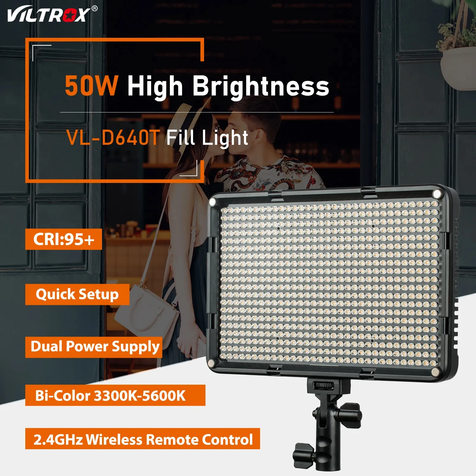 Viltrox VL-D640T LED Photo Disc 50W 3300k-5600k Bi-Color Studio Video Light Wireless Remote Control