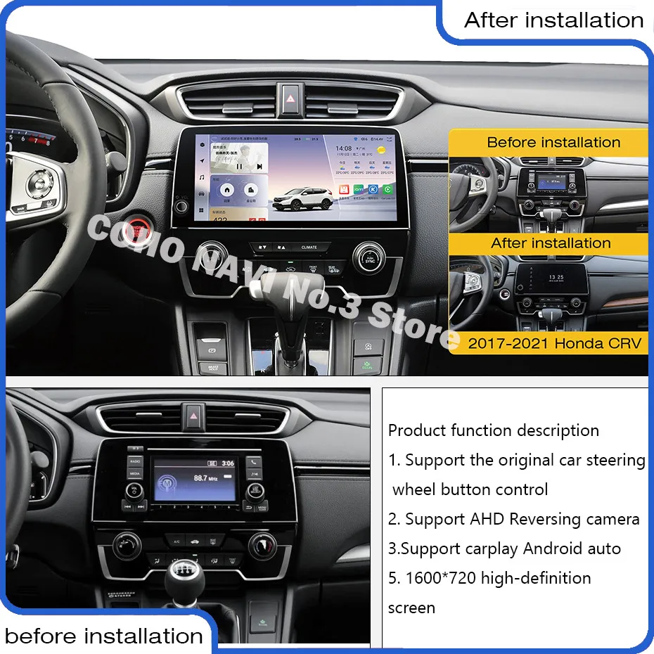 For Honda C-RV  CRV Breeze 2017-2021 Factory+Android system Android 15 8 Core   Car Multimedia Player Stereo Receiver Radio