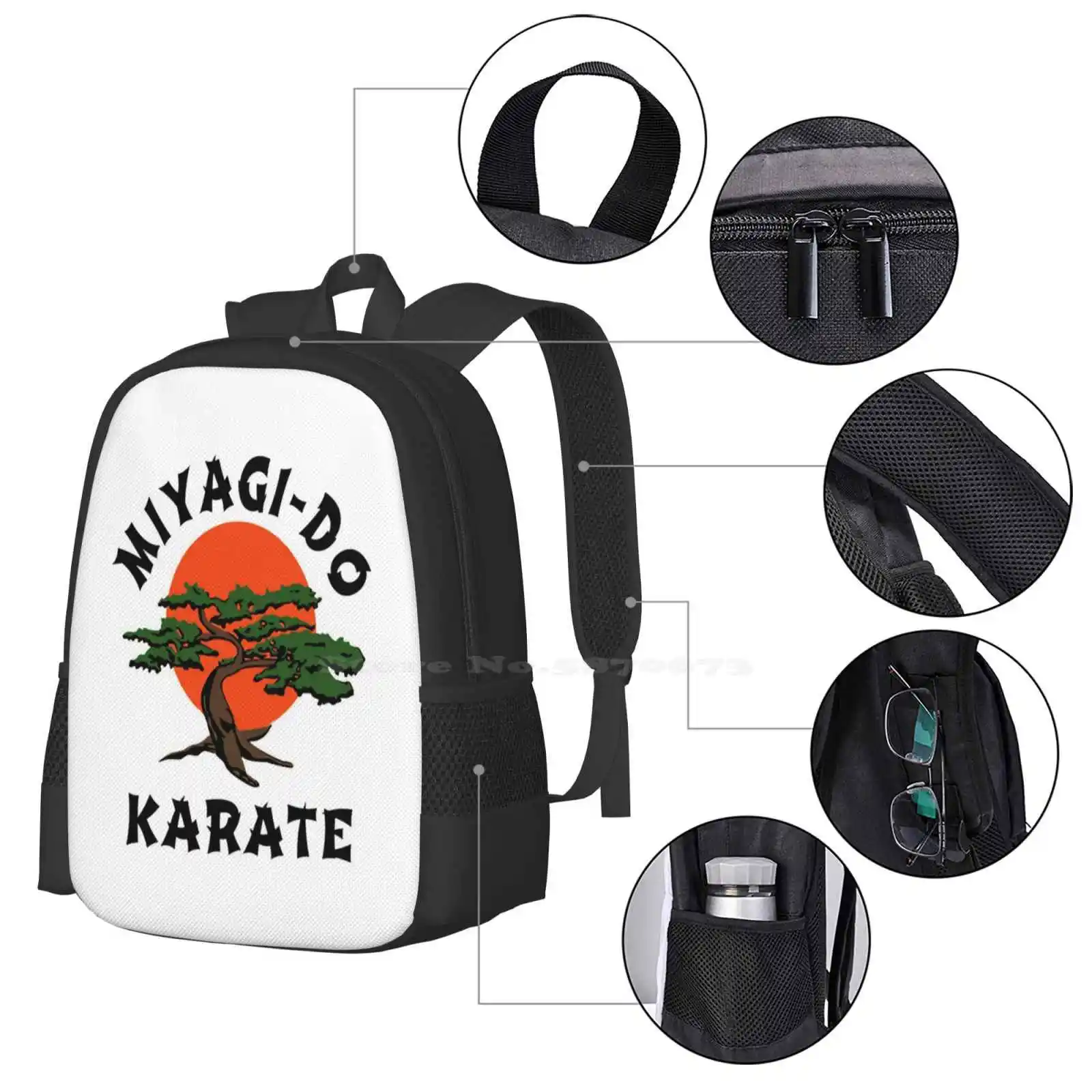 Bolsas escolares de viaje con diseño de patrón Miyagi Do para ordenador portátil, Miyagido Kai Pat Monta Mr Miyagi Karate Kid 2, película, cine, serie de Tv