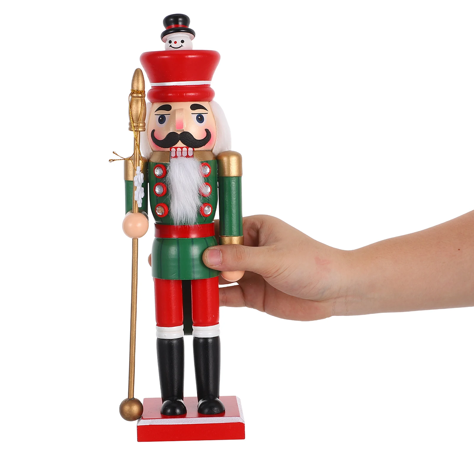 Wooden Nutcracker Soldier Puppet Holiday Decoration Christmas Desktop Ornament Table Figure Xmas Fireplace Decor Handcrafted