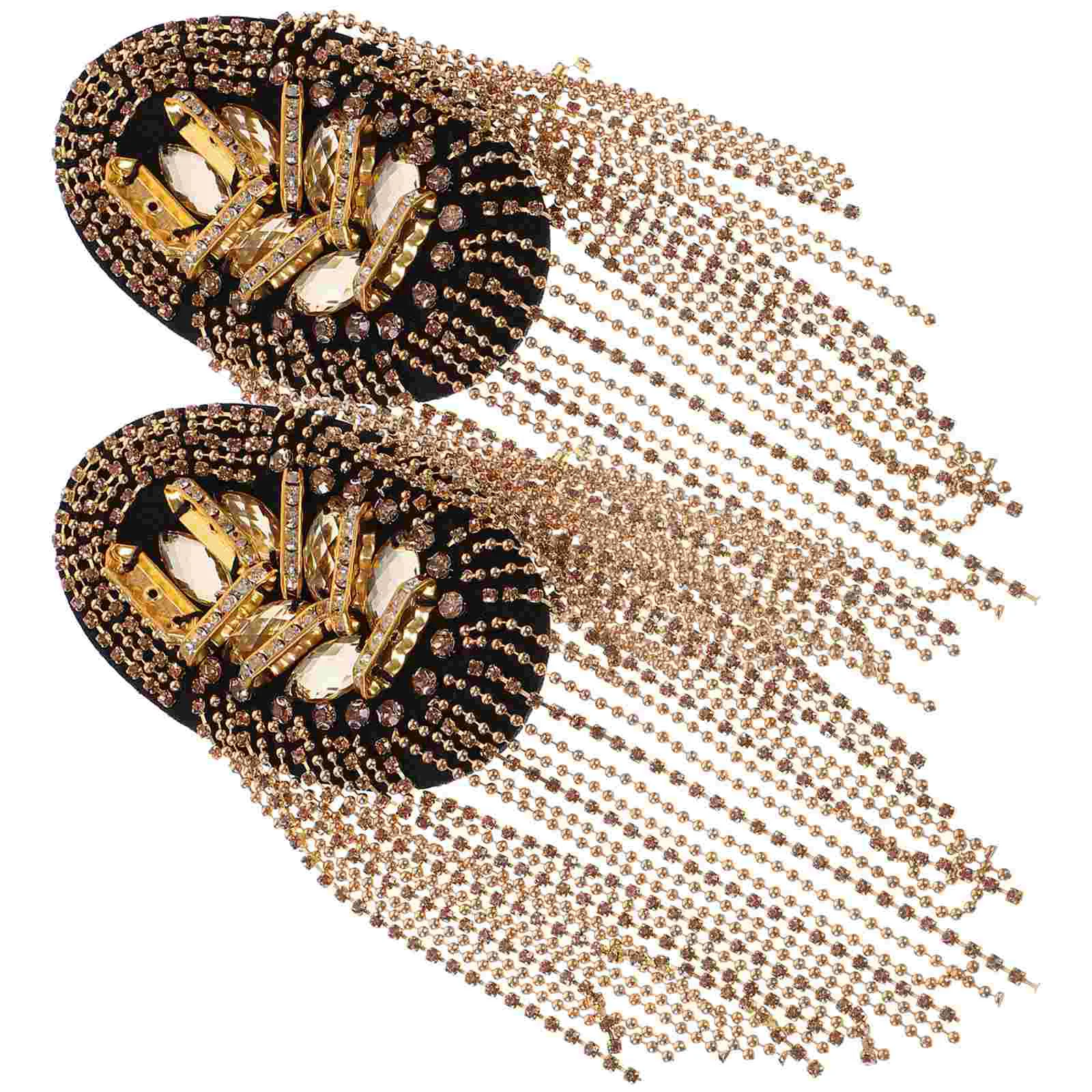 Retro Decor Rhinestones Epaulets Shoulder Tassel Set Mark Board Fringe Men's Man