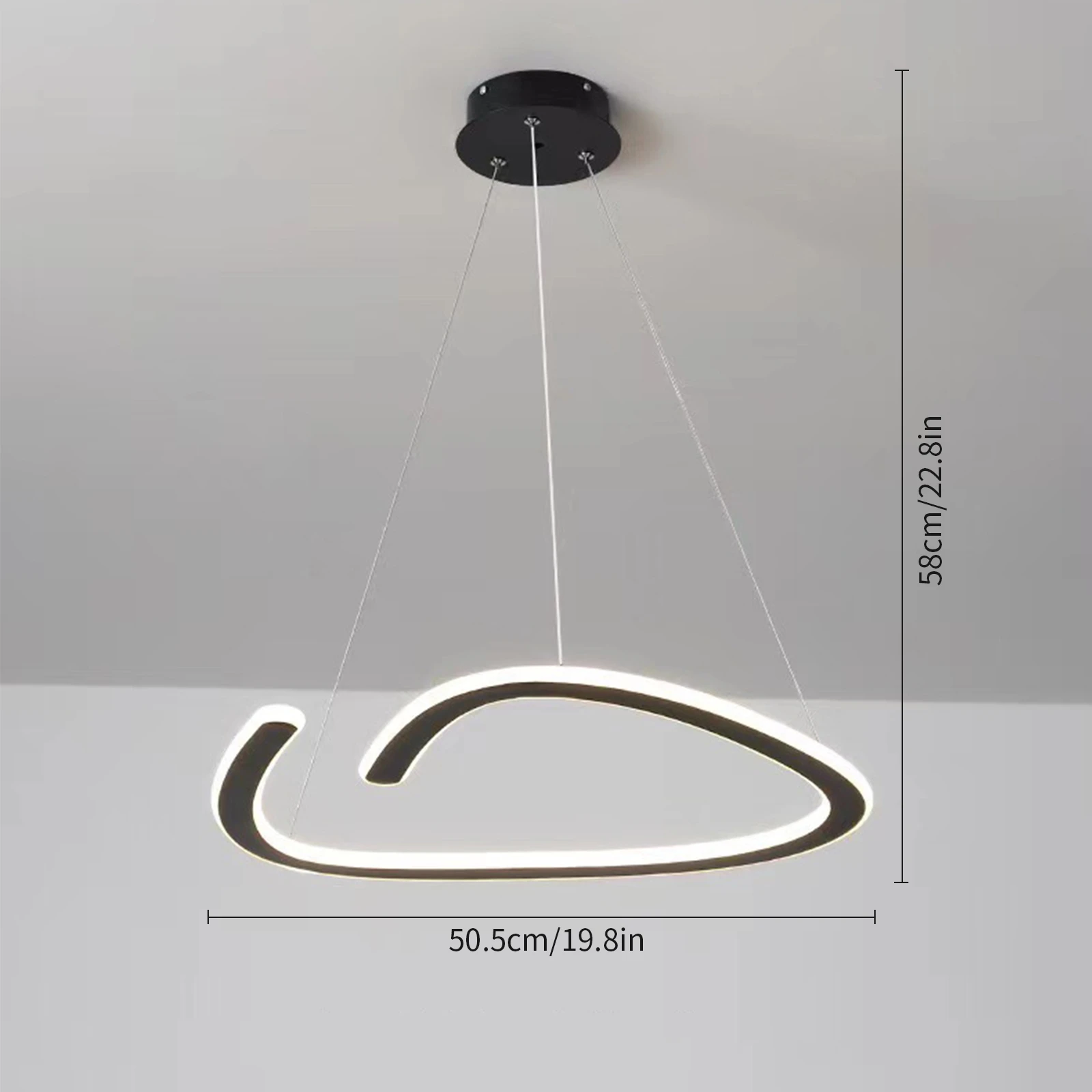 Modern Art Ring LED Pendant Light Ceiling Hanging Light Fixture Height Adjustable for Living Room Bedroom Lighting Fixture