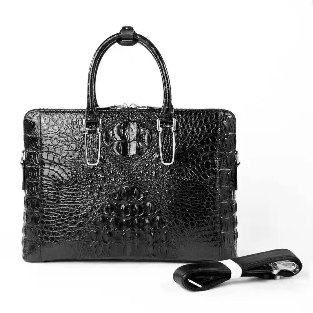 100% Genuine/Real Crocodile Skin Leather Men Business Bag Men Briefcase Laptop Bag alligator skin black color promotion prices