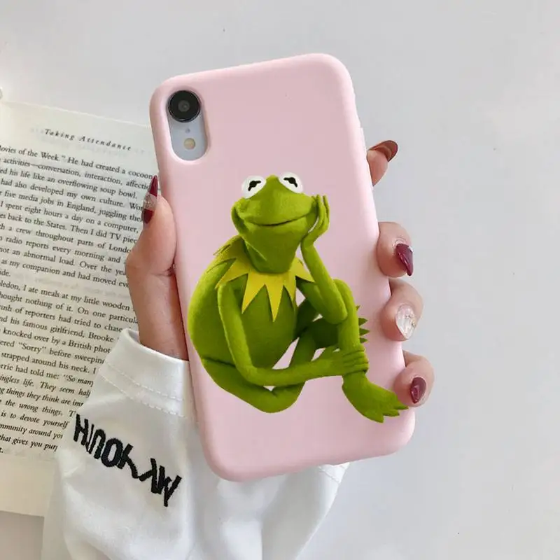 Kermit-funda de teléfono the frog para iPhone, carcasa de Color caramelo sólido, para 11, 12, 13, Mini Pro, Xs Max, 8, 7, 6, 6S Plus, X, XR