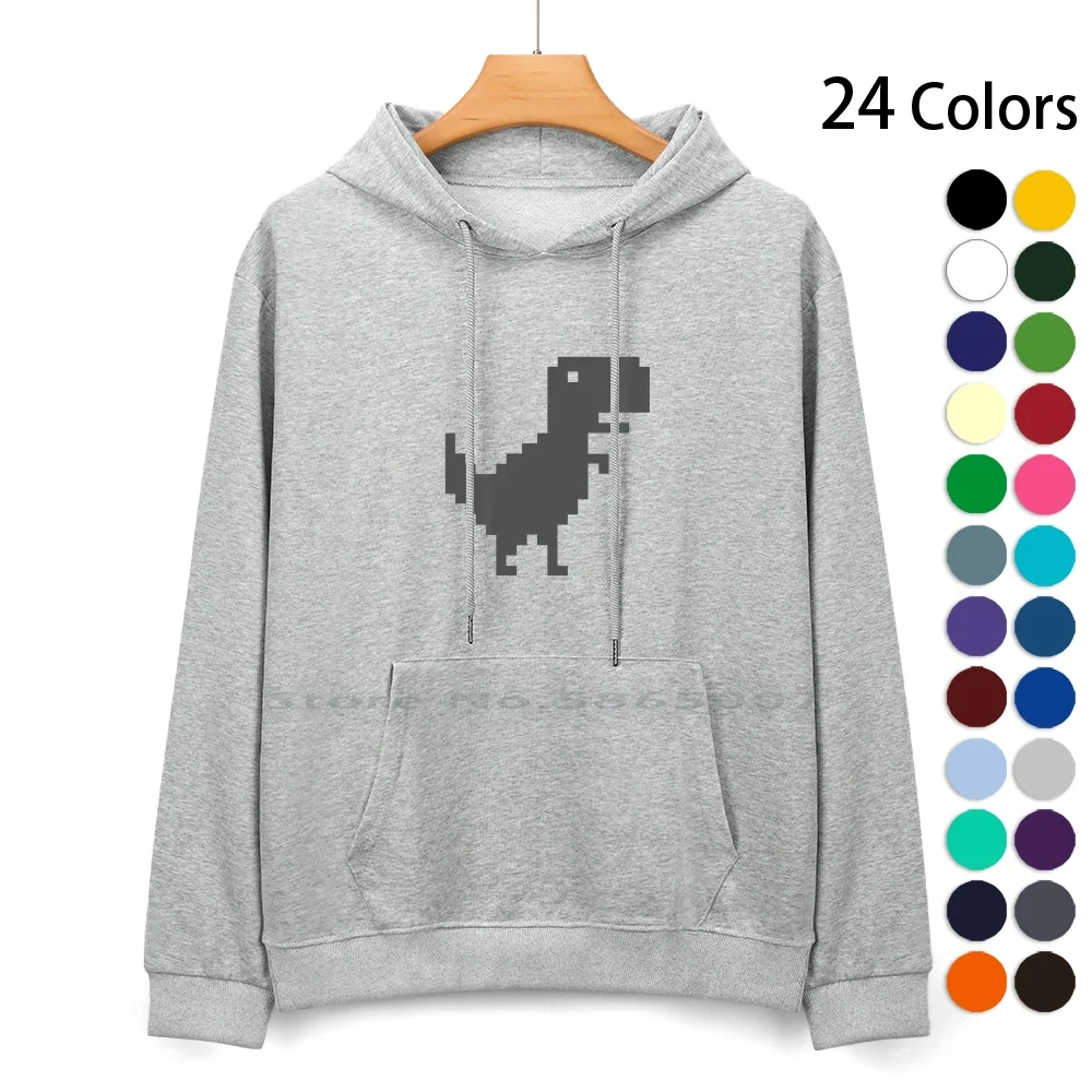 Chrome T-Rex Pure Cotton Hoodie Sweater 24 Colors Chrome Trex Dinosaur 404 Google 100% Cotton Hooded Sweatshirt For Women Men