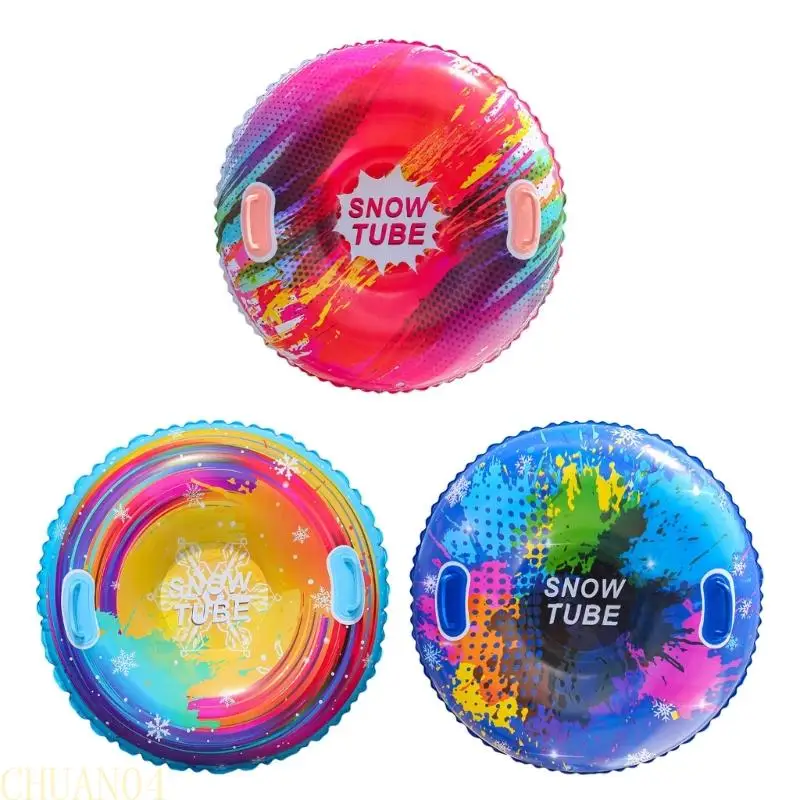 

1pc Inflatable Snow Tube with Handles Folding Winter Snow Sledding Sled Thicken Skiing Tubing for Outdoor Winter Fun