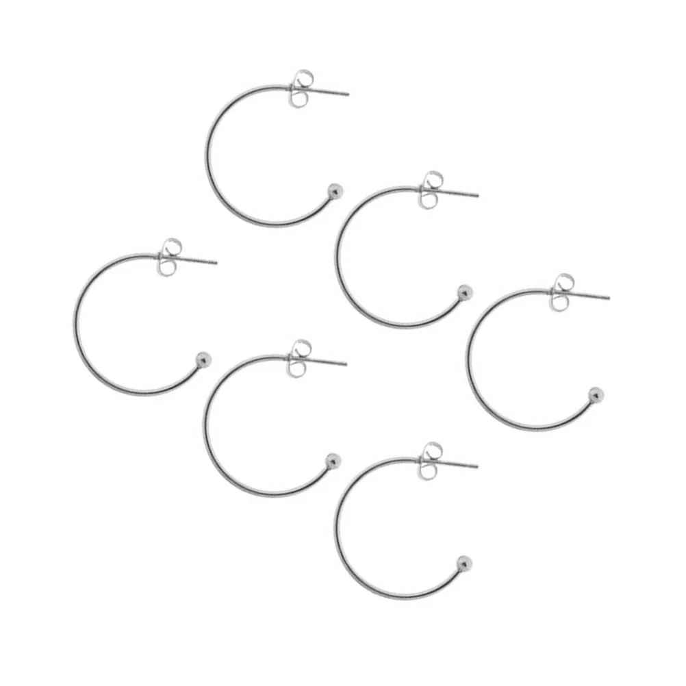 6 قطعة مواد استرخى الأذن الفولاذ المقاوم للصدأ C-شكل لتقوم بها بنفسك الأذن السنانير الفضة 20 مللي متر خفيفة الوزن مجوهرات اكسسوارات لحفلات الزفاف