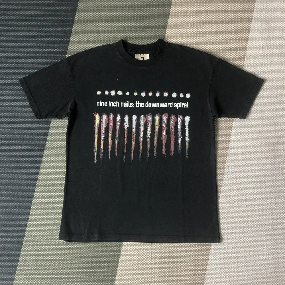 

Summer men's Saint Michael 9-inch nail-patterned streetwear, 100% cotton retro clothing, casual loose top