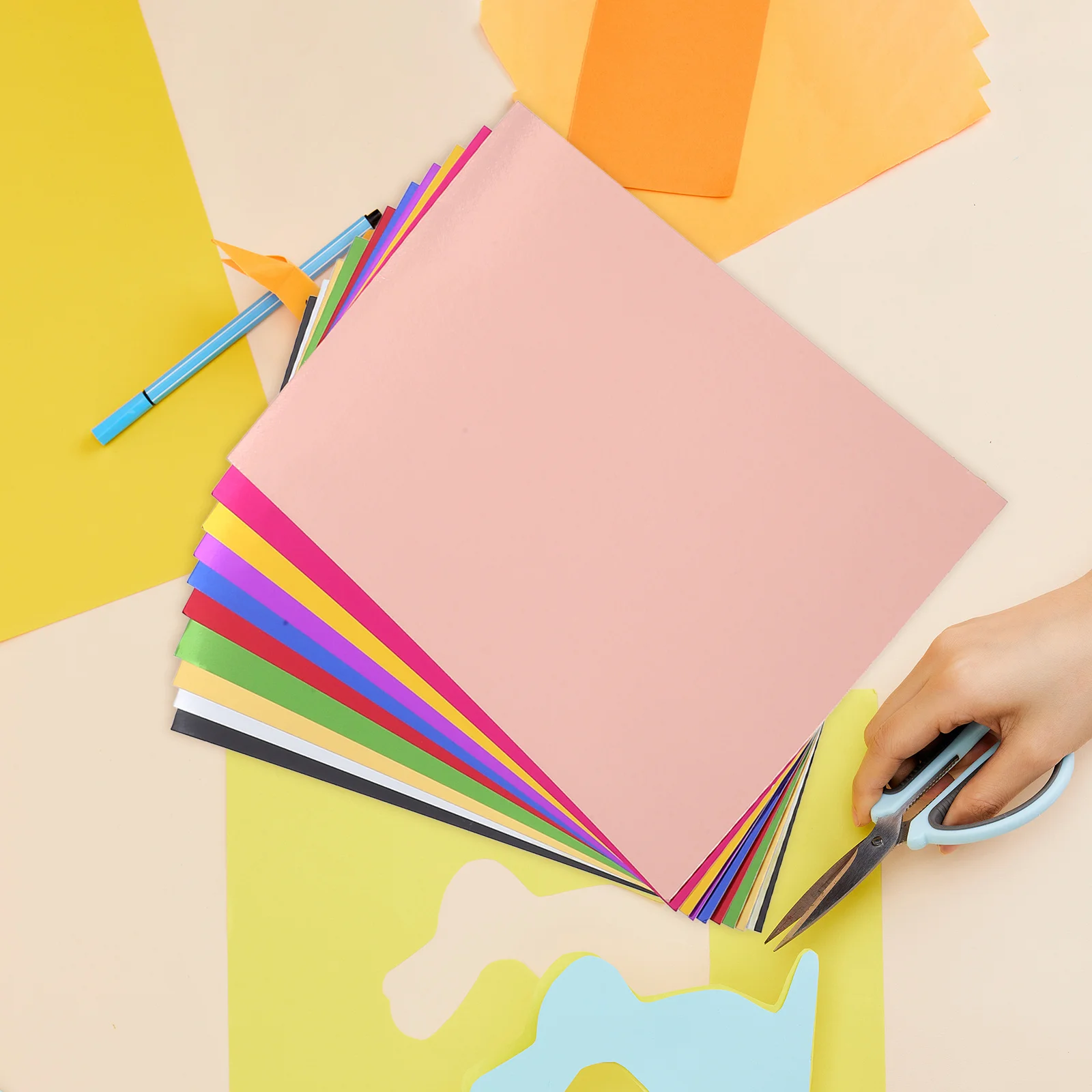 20枚 メタリックカードストック紙 カラークラフトシート A4 DIY クラフト材料 スクラップブックカード作成用品