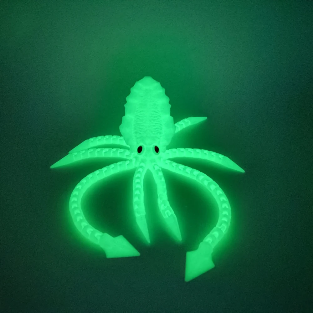 3D Printed Model Toys Multi-Jointed Adjustable Toy Squid Fishbowl Ornament Luminous Ocean Animal Decorative Desktop Boys Gifts