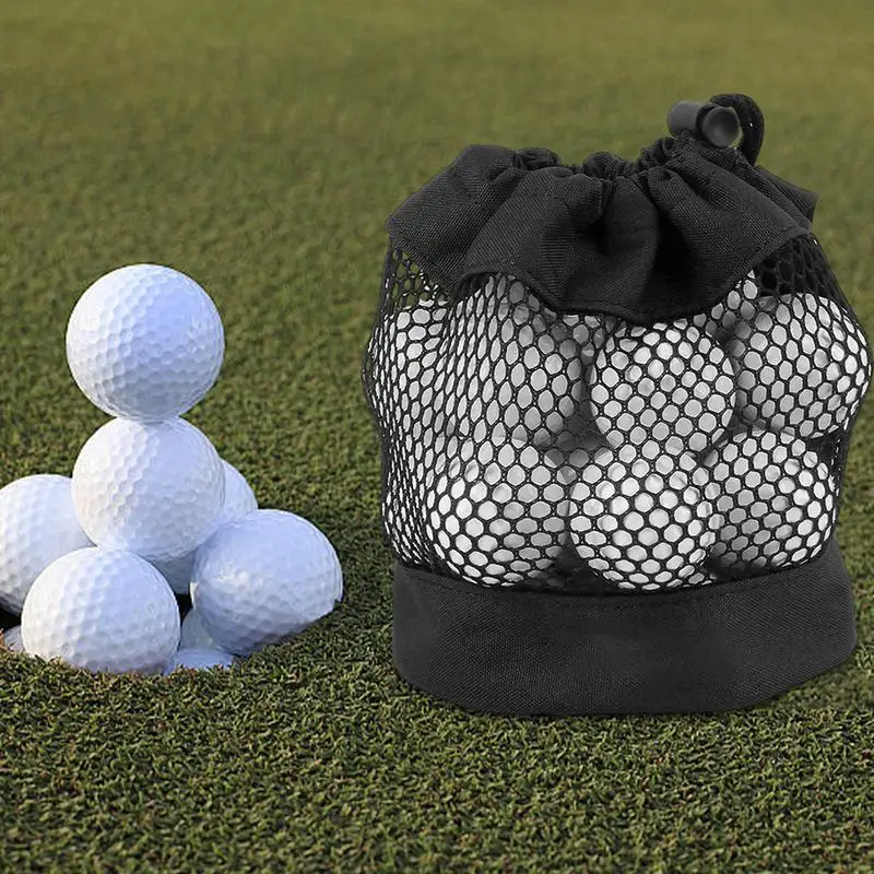 Golf Balls Storage Bag Mesh Golf Bag Organizer Ball Holder Golf Tees Bag Large Capacity Storage Pouch Bag With Drawstring And