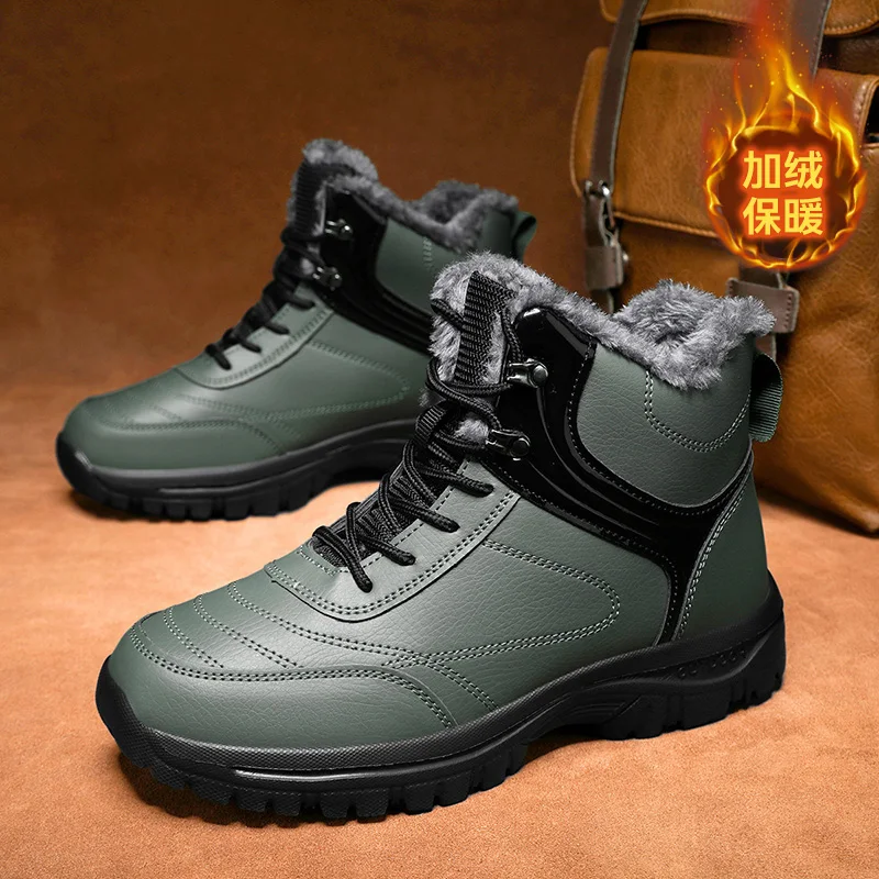 

Large cotton shoes autumn and winter new high top shoes, outdoor casual leather boots work boots British fashionable men's boots