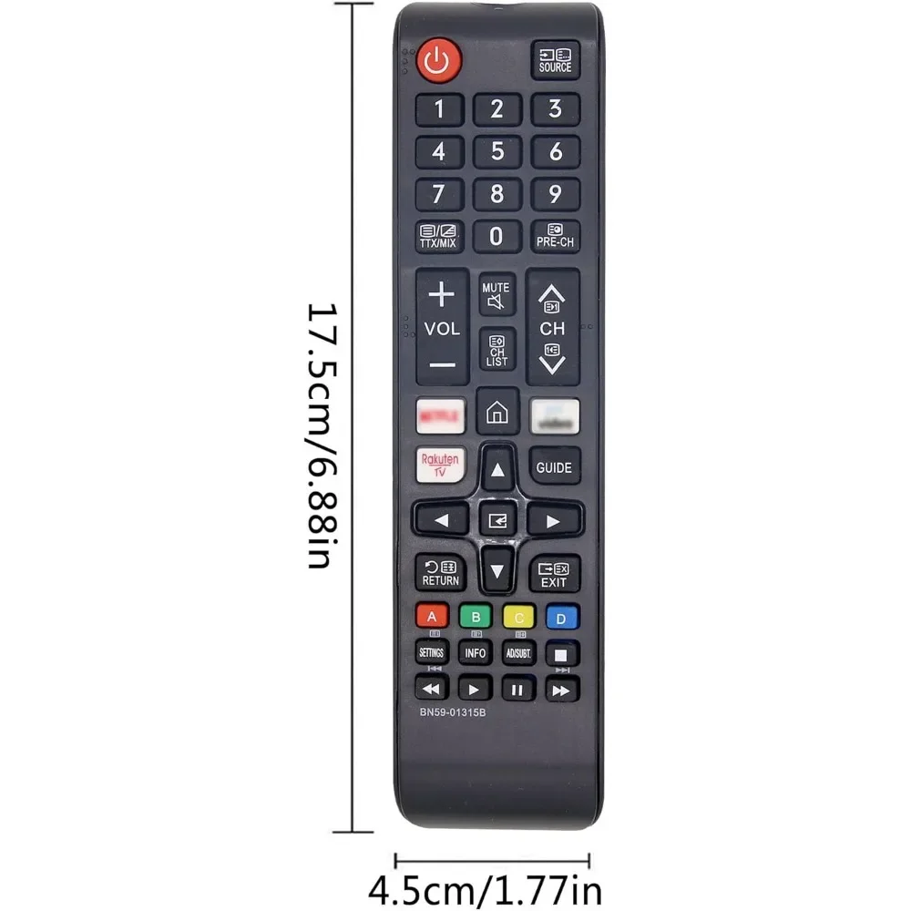 Remote Control BN59-01315A BN59-01315D BN59-01315B for Samsung Smart TV, Featuring NETFLIX PRIME VIDEO Rakuten TV Buttons