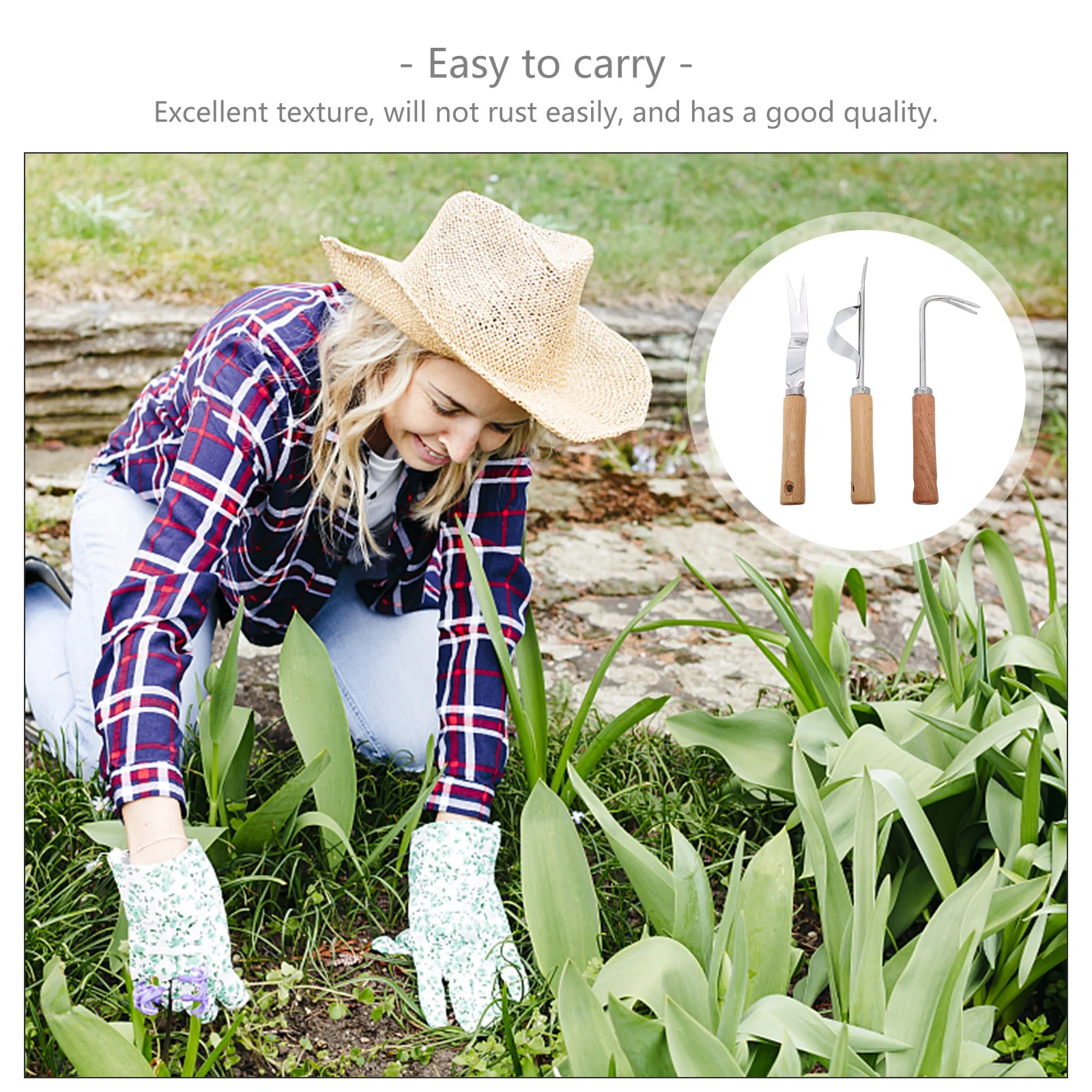 

3Pcs Stainless Steel Hand Weeders Durable Gardening Removal Tools Pull Deepest Roots Sturdy Garden Pulling Kit