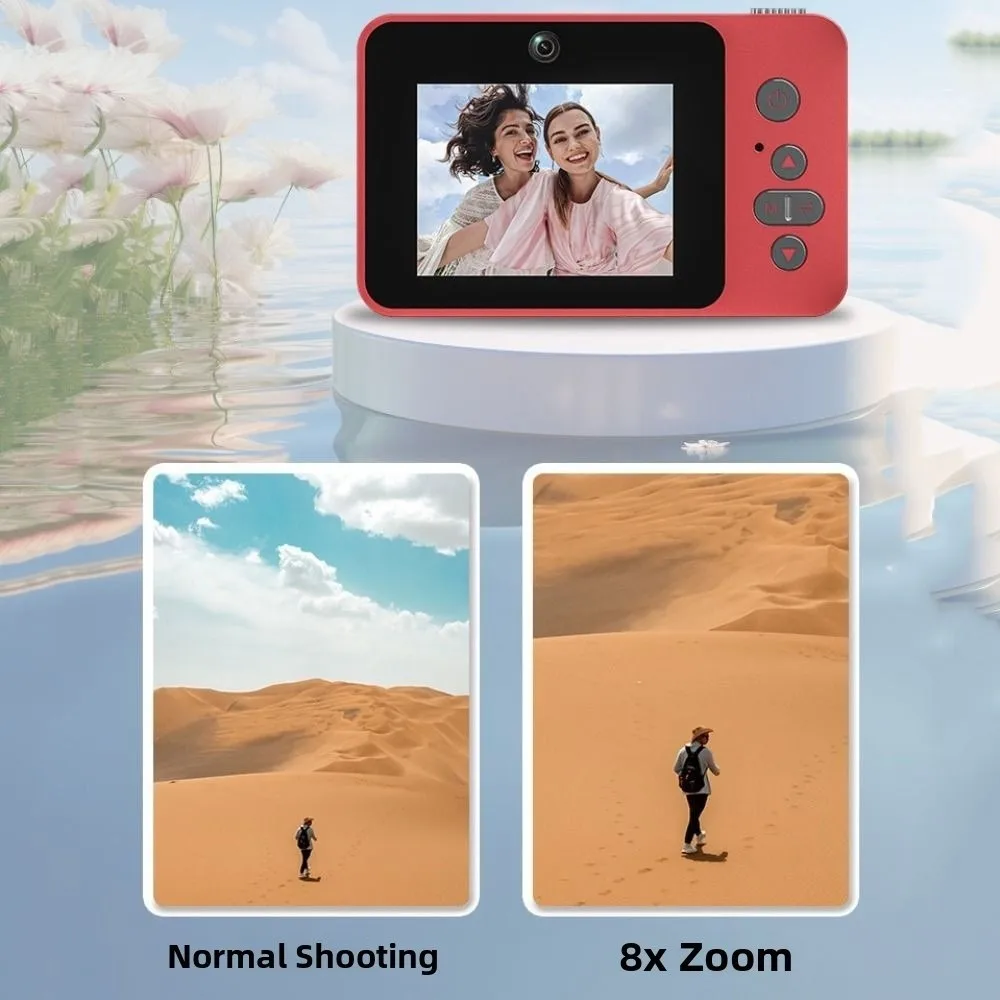Câmera digital ccd retrô com tela de 2,4 polegadas, reprodução de música mp3, portátil, zoom 8x, vídeo hd, design completo/semi espelhado, câmera de vídeo