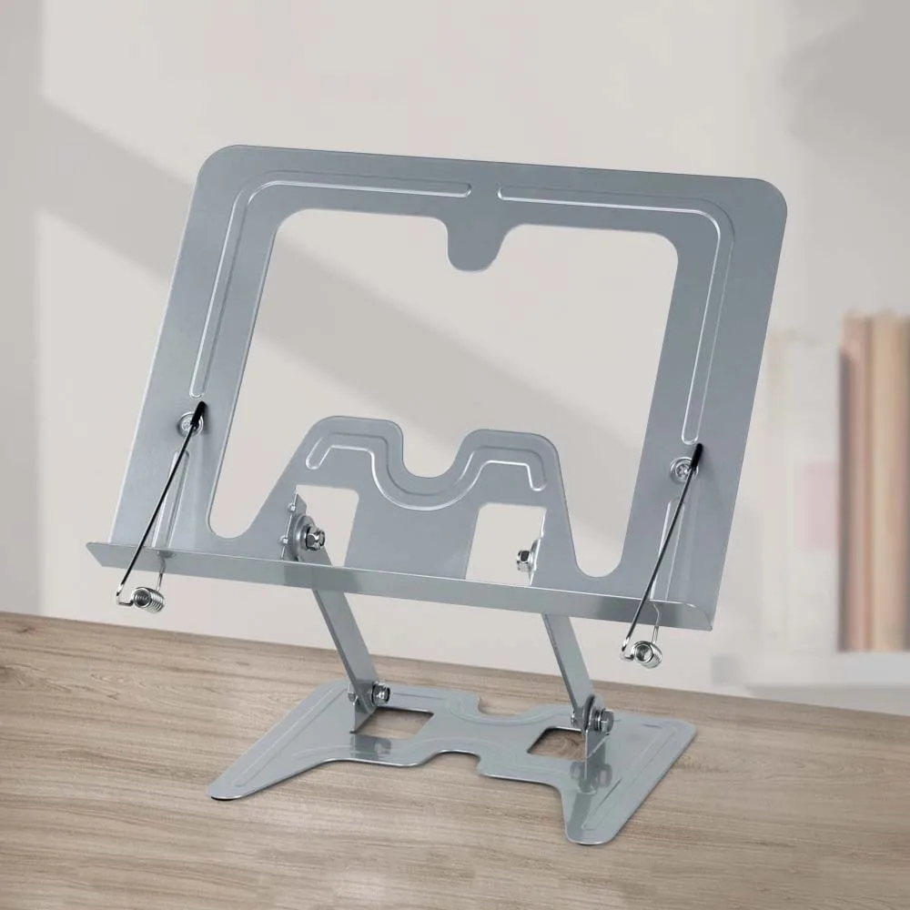 Textbook Holder Full Metal Reading Stand Adjustable Rotating Book Holder Foldable Dual Arm Bookstand Gift