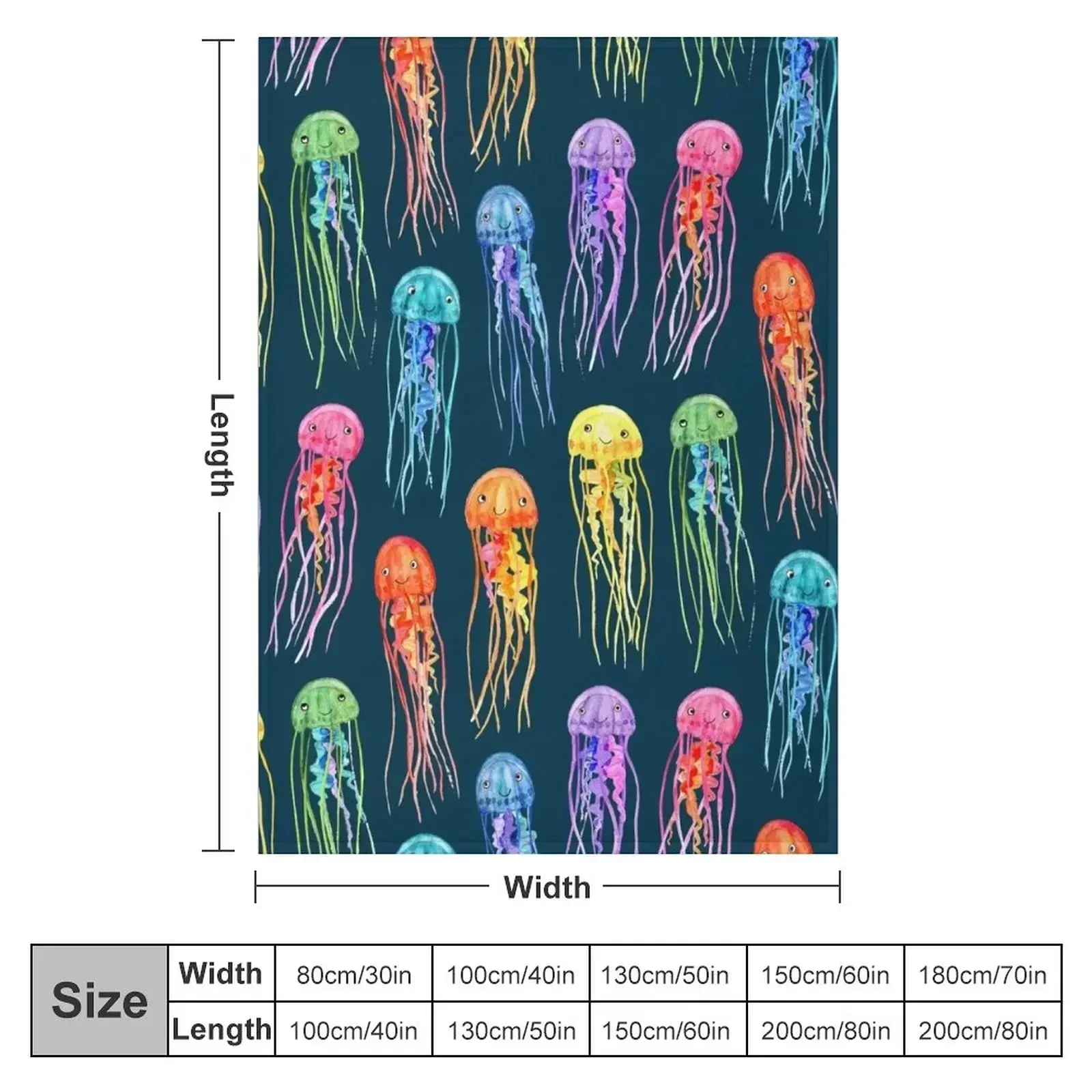 Rainbow Watercolor Jellies on Dark Teal Throw Blanket Luxury Thicken For Decorative Sofa Blankets