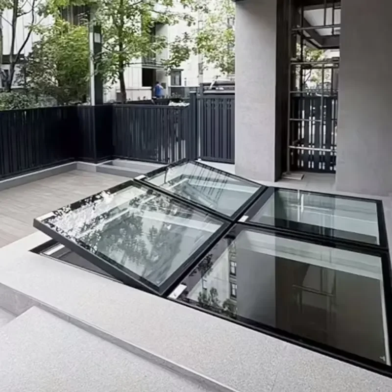 Automatic Electric Skylight Window Aluminum Frame Glass Top Remote Control Waterproof Flat Roof Ventilation Modern Design for