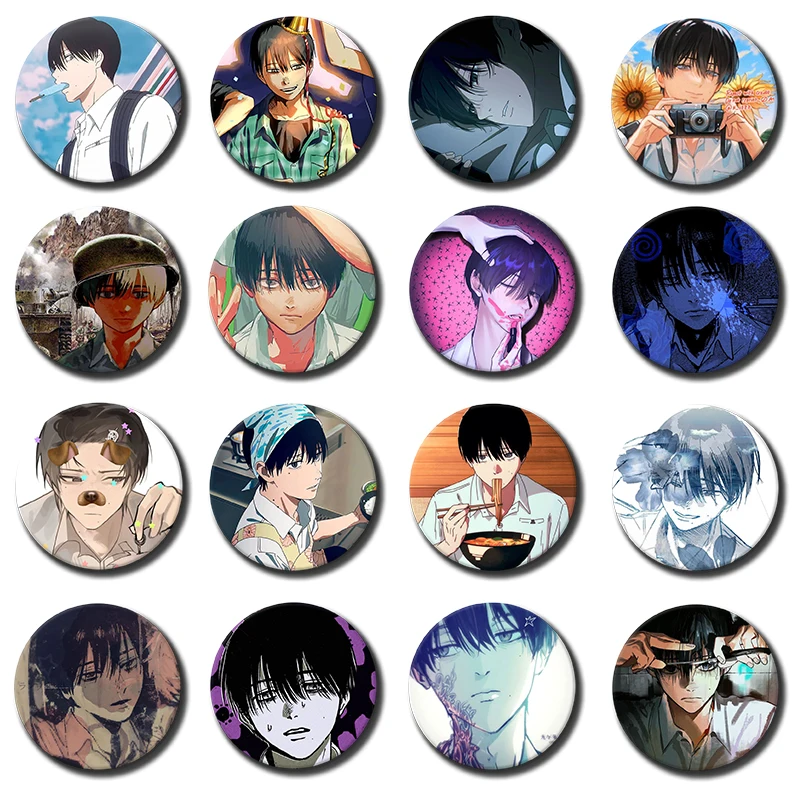 58mm Anime Character Yoshiki Badges Cartoon Cosplay The Summer Hikaru Died Badges for Bag Hat Jewelry Accessories Toys Gifts
