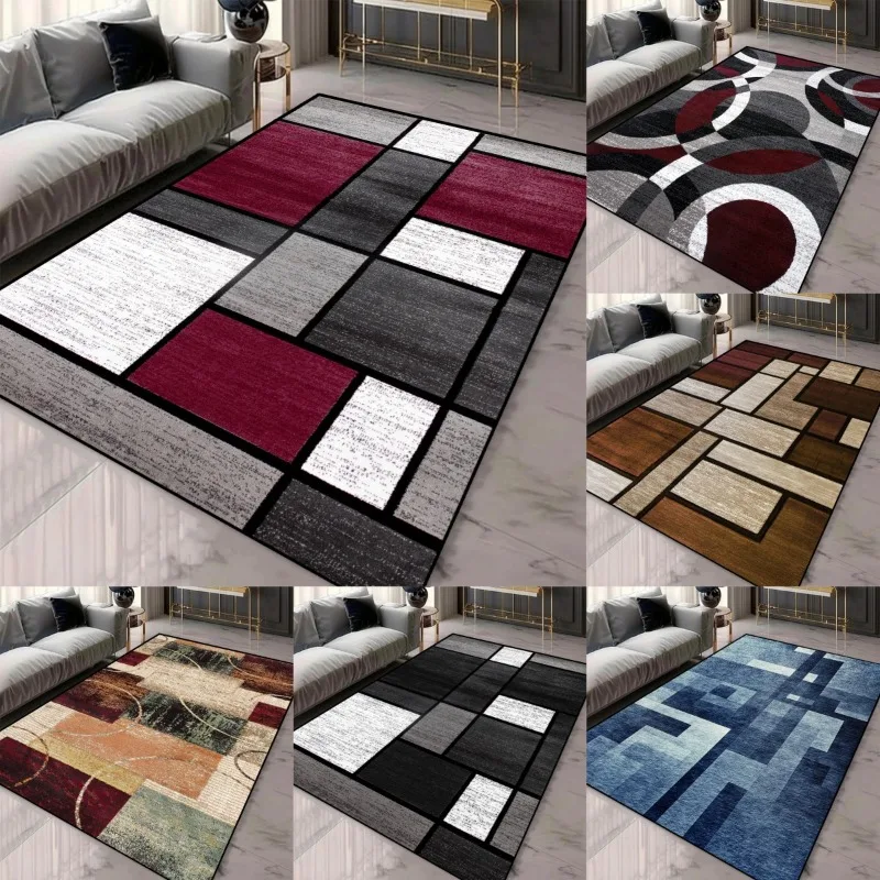 Geometric Pattern Area Rugs for Living Room Large Machine Washable Carpets with Non-slip Backing European Inspired Tatami Mats