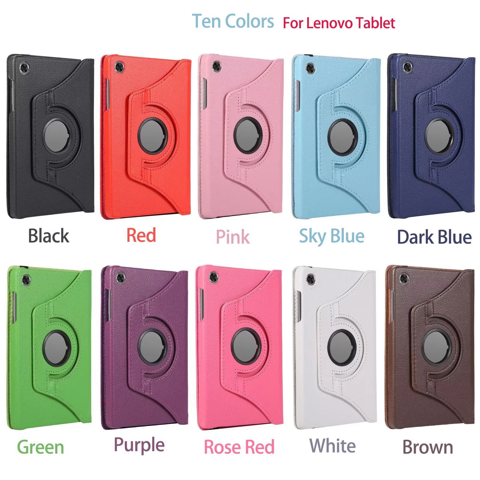 360 Degree Rotating PU Leather Stand Tablet Case Cover with Auto Sleep Wake Multi-Angle Viewing for Lenovo TAB M9 M10 10.1 Inch