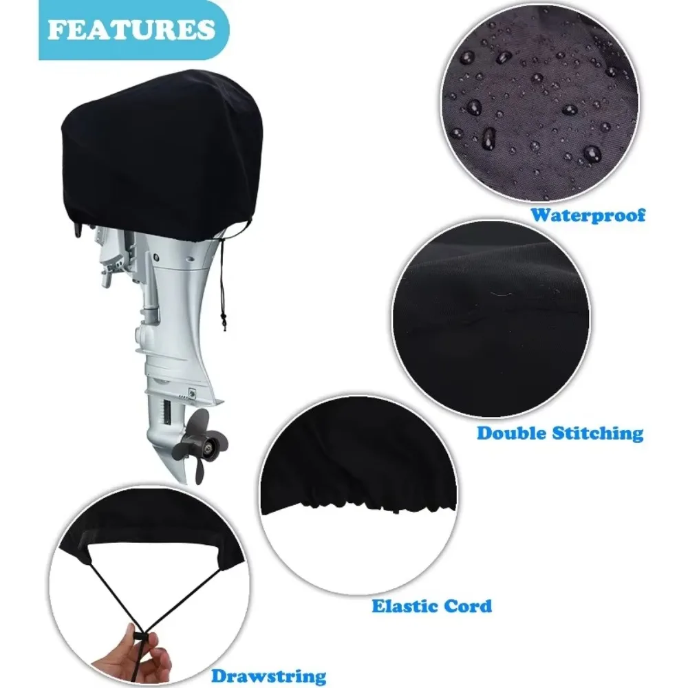 Motor Engine Boat Cover 15-250HP 210D Waterproof Yacht Half Outboard Anti UV Dustproof Cover Marine Engine Protector Canvas New