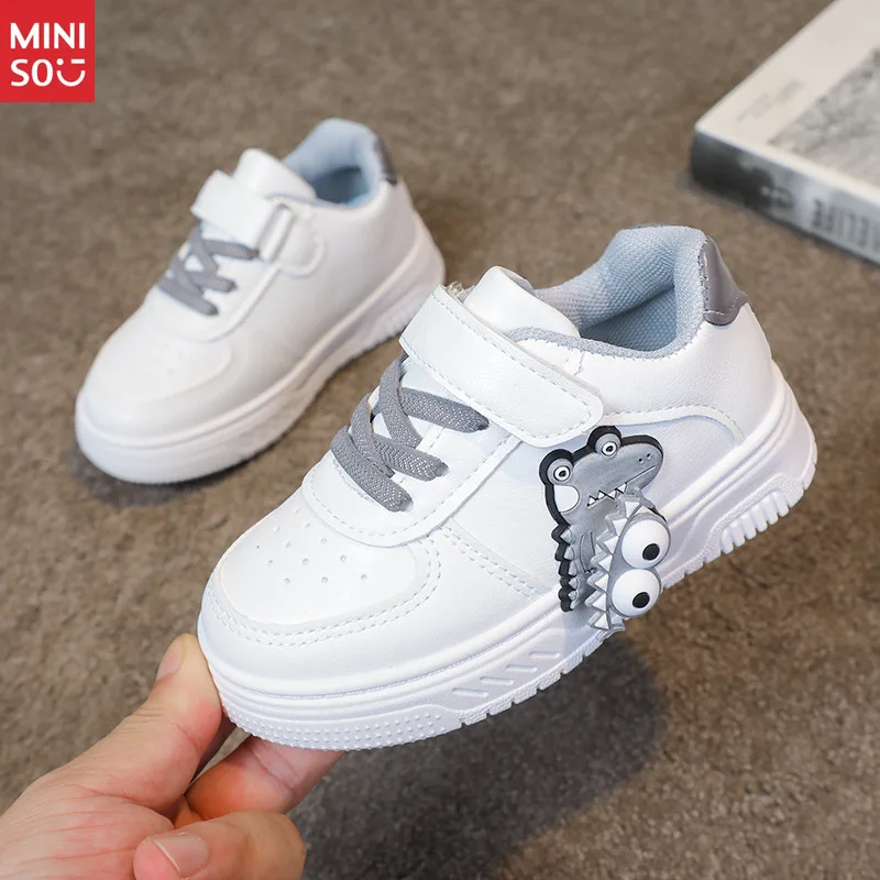 حذاء قماش من Miniso Kids ذو رقبة منخفضة للفتيات باللون الأبيض والأولاد مسطح كارتوني لطيف كاجوال مريح للتنفس #4