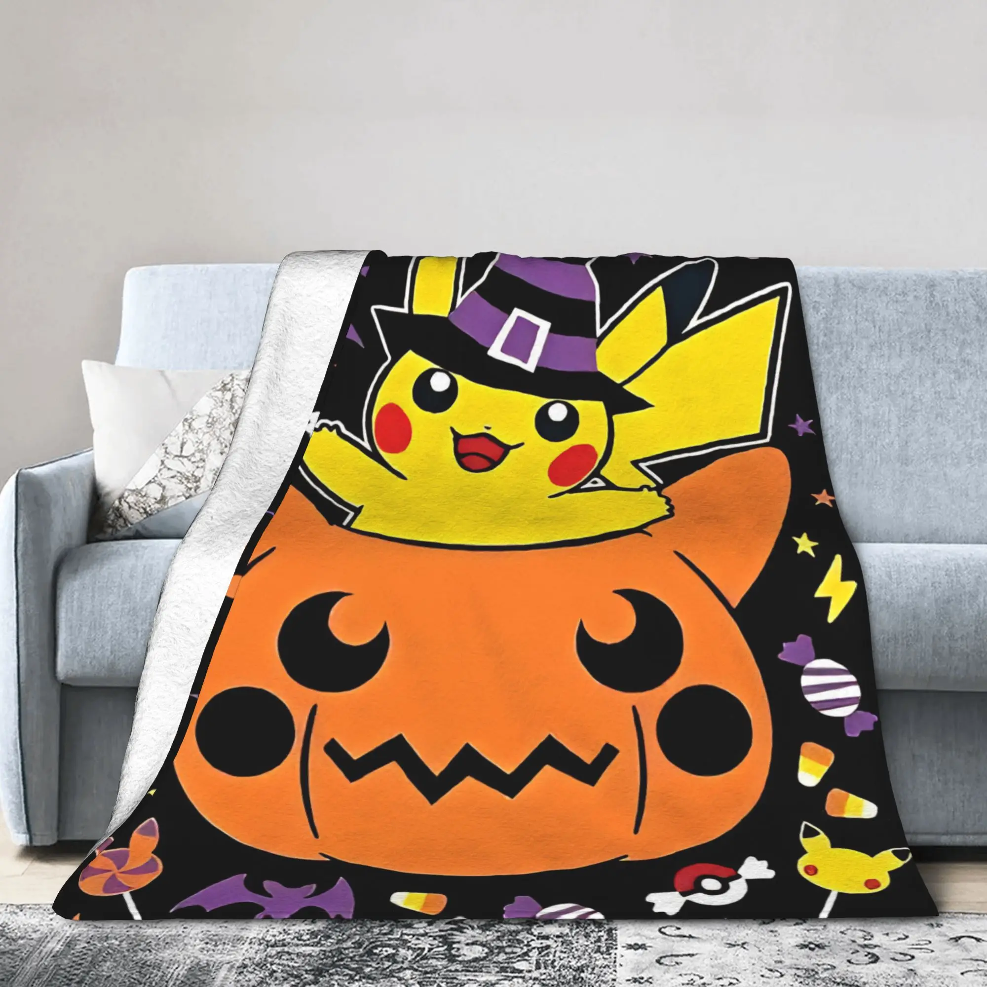 Pikachus Poke-Mon Cartoon Blanket Halloween Magics  Fleece Throw Blankets Summer Air Conditioning Decoration Ultra-Soft Bedsprea