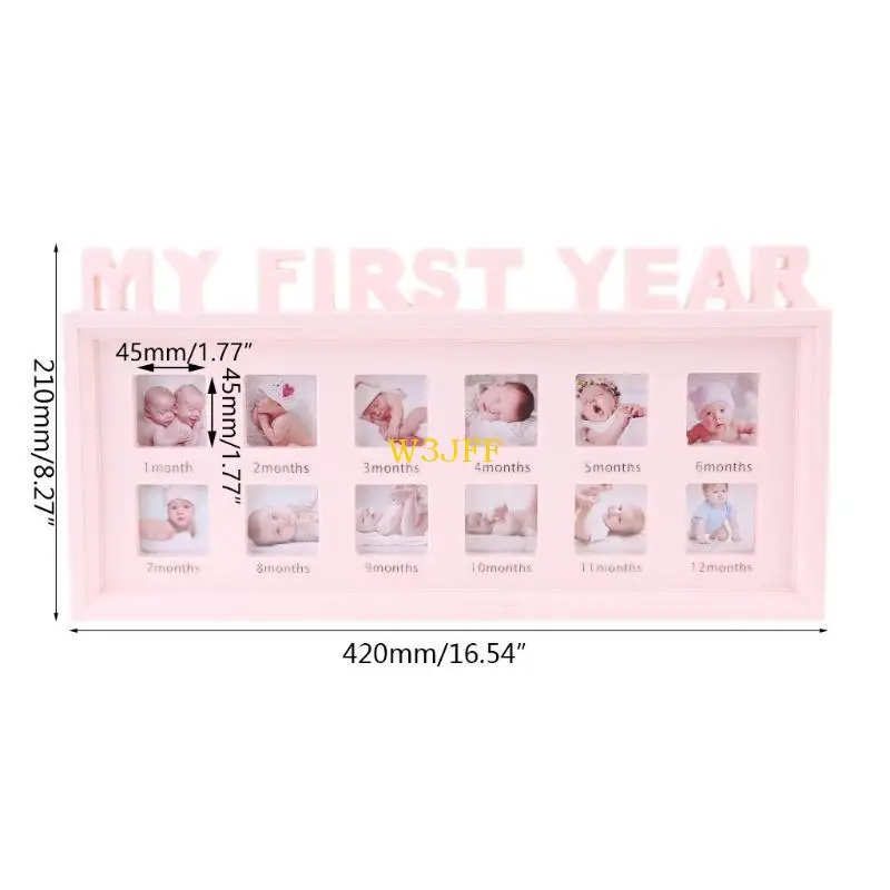 W3JF إطار صور مبتكر للعائلة ديكور الحفلات الأولى للأطفال بيبي بوي فتاة أول سنة واحدة 12 شهر هدايا حديثي الولادة