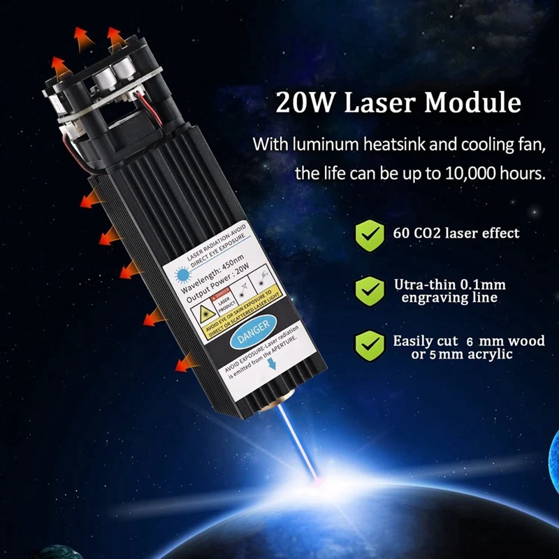 Imagem -06 - Módulo Gravador Elétrico para Máquina Cnc Black Metal 3018pro 5500mw Óptico 200000mw 3018 Max a Maioria das Máquinas de Gravação 20w