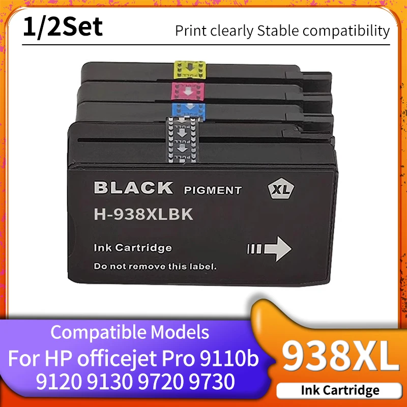 

1/2 комплекта картриджей 938XL 938, совместимый с принтером HP officejet Pro 9110b 9120 9130 9720 9730, цветной чернильный картридж
