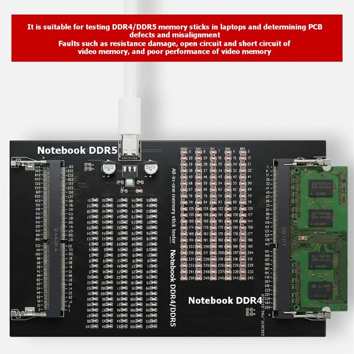 NEW FACTORY~Upgraded Laptop DDR4/DDR5 Dual-Use Memory Module Testing Tool, Computer Memory Module Repair Tool with LED Tester