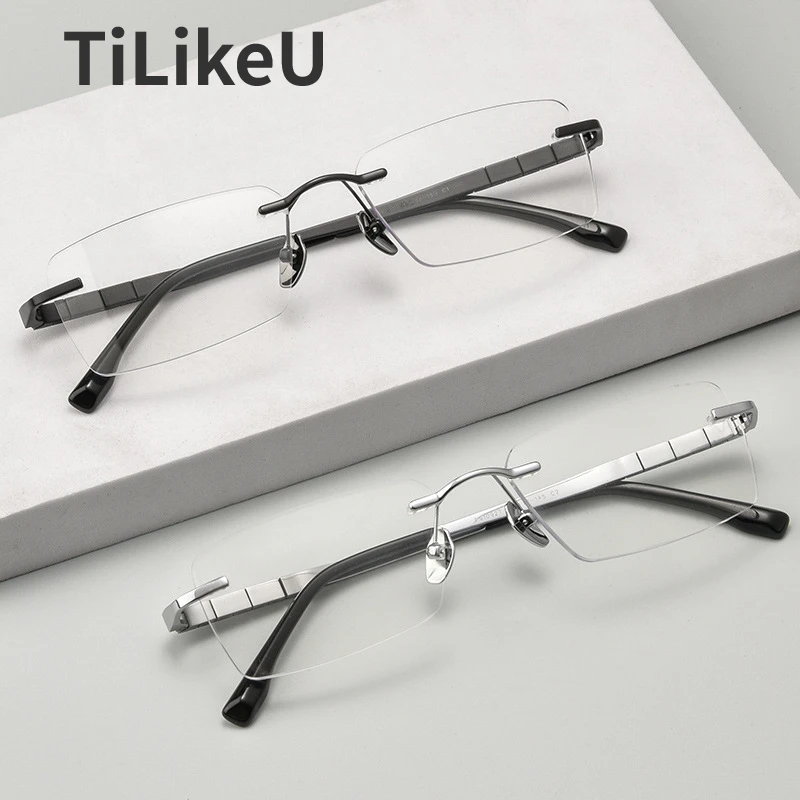 Classic Ultralight B Titanium Rimless Optical Glasses Frames Organ Leg Business Men's Myopia Square Frameless Eye glasses Frames