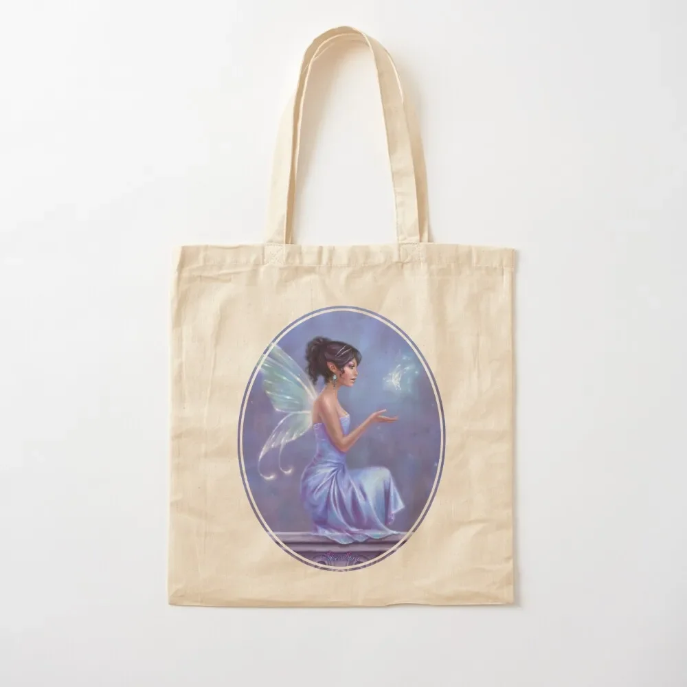 

Opalite Fairy with Glowing Butterfly Tote Bag university shopper bag Canvas bag free delivery bags