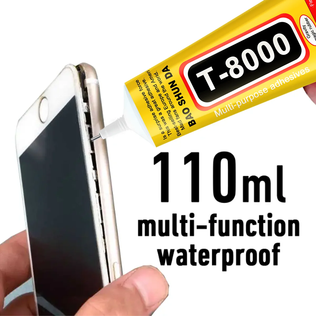 1/3/10Pcs T8000 Glue 110ml Phone Screen Repair Strong Transparent Super Adhesive Glass Jewelry Crafts Model DIY Touch Screen Tools, T-8000 with Precision Applicator