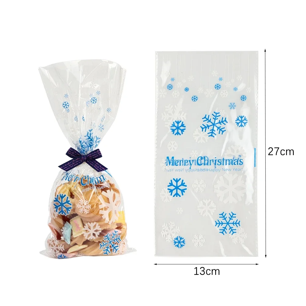 50Pcs Christmas Gift Bags Christmas Candy Cookie Bags Santa Claus Christmas Packaging Plastic Pouch Christmas Party Decorations