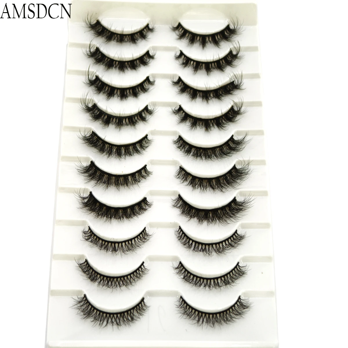 AMSDCN Novo 10 pares de cluster de cílios postiços 3D com pele de vison macia mangá cílios estendidos híbridos