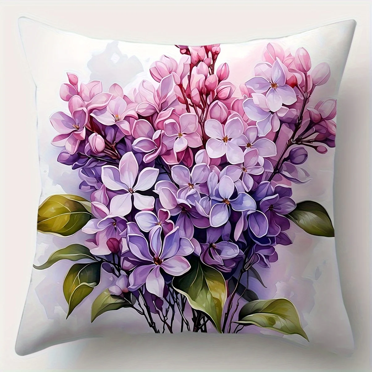 Decorative Lilac Floral Pillow Covers Set 4pcs 40x40cm Aesthetic Home Decor Throw Cushions for Bedroom Spring Gift