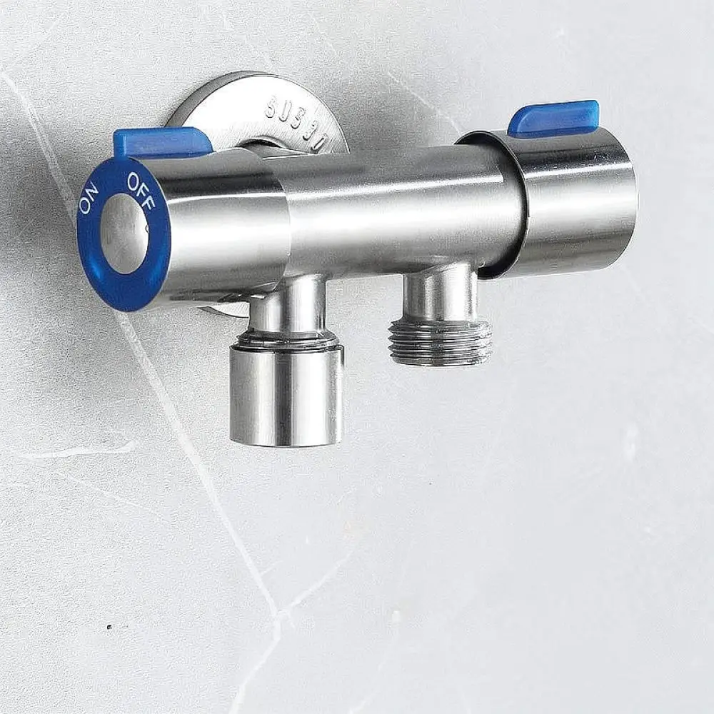 Stainless Steel Dual Outlet Angle Valve For Washing Machine Bidet Dispenser Toilet Plumbing Water Control Fitting