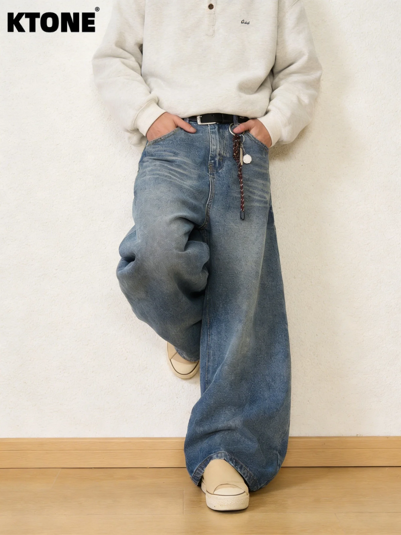 

Современные синие мужские джинсы свободного кроя в стиле Y2K, модные джинсовые брюки без аксессуаров и ремней