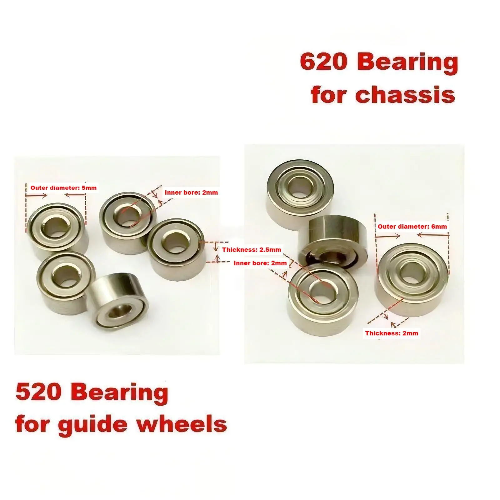 8pcs Mini 4WD 620 Double Sealed Ball Bearing 2x6x2 mm High-Speed Bearings for All Chassis Upgrade Parts