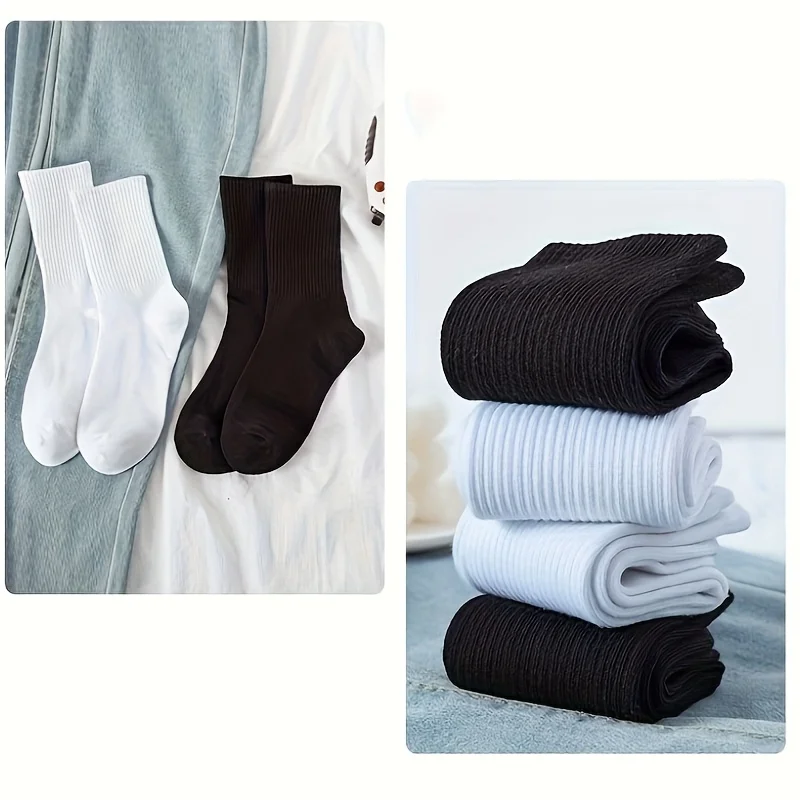 10 Pairs of Socks Men's and Women's Long Socks Mid-calf Socks Long Socks Black White Sports Socks  Hundred Models