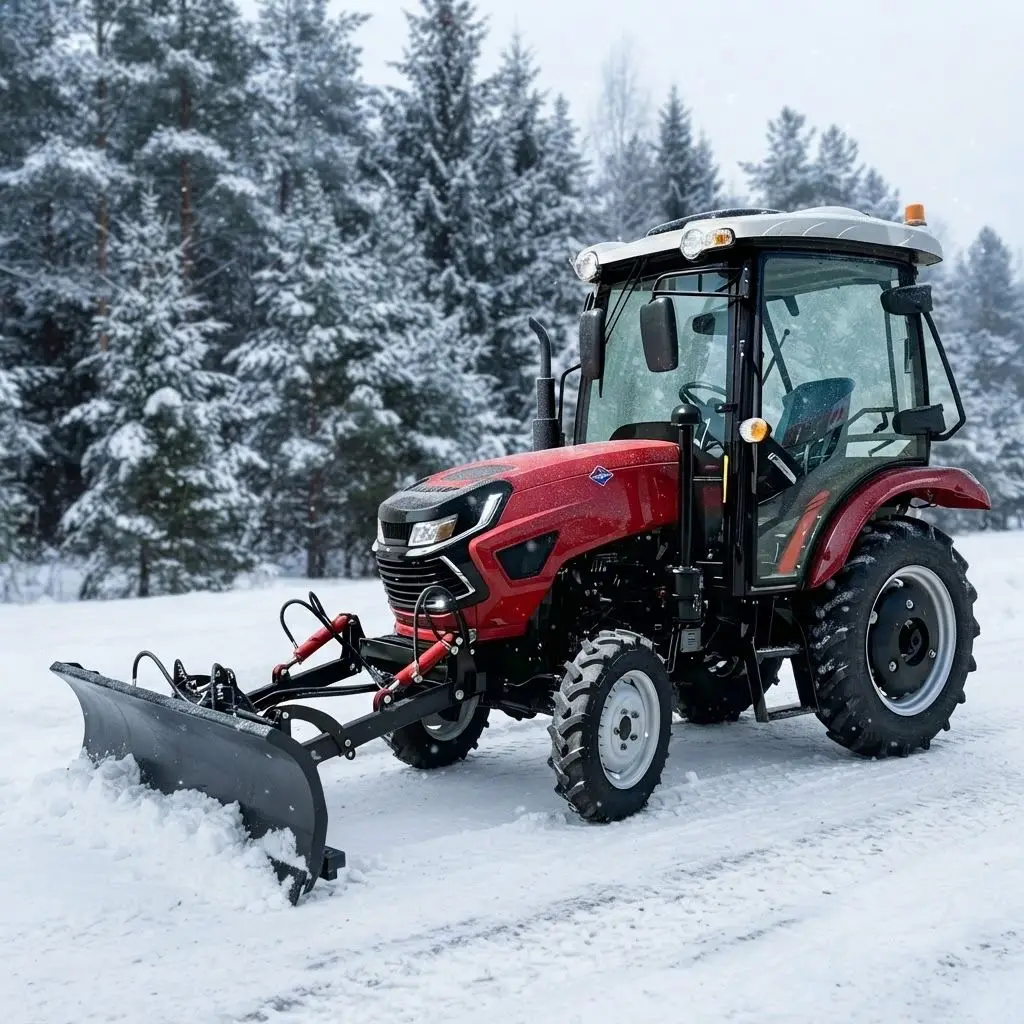 Multi-Function 80Hp 4Wd Agricultural Wheel Tractor With Front Plow Heated Cabin for Farming & Winter Snow Removal