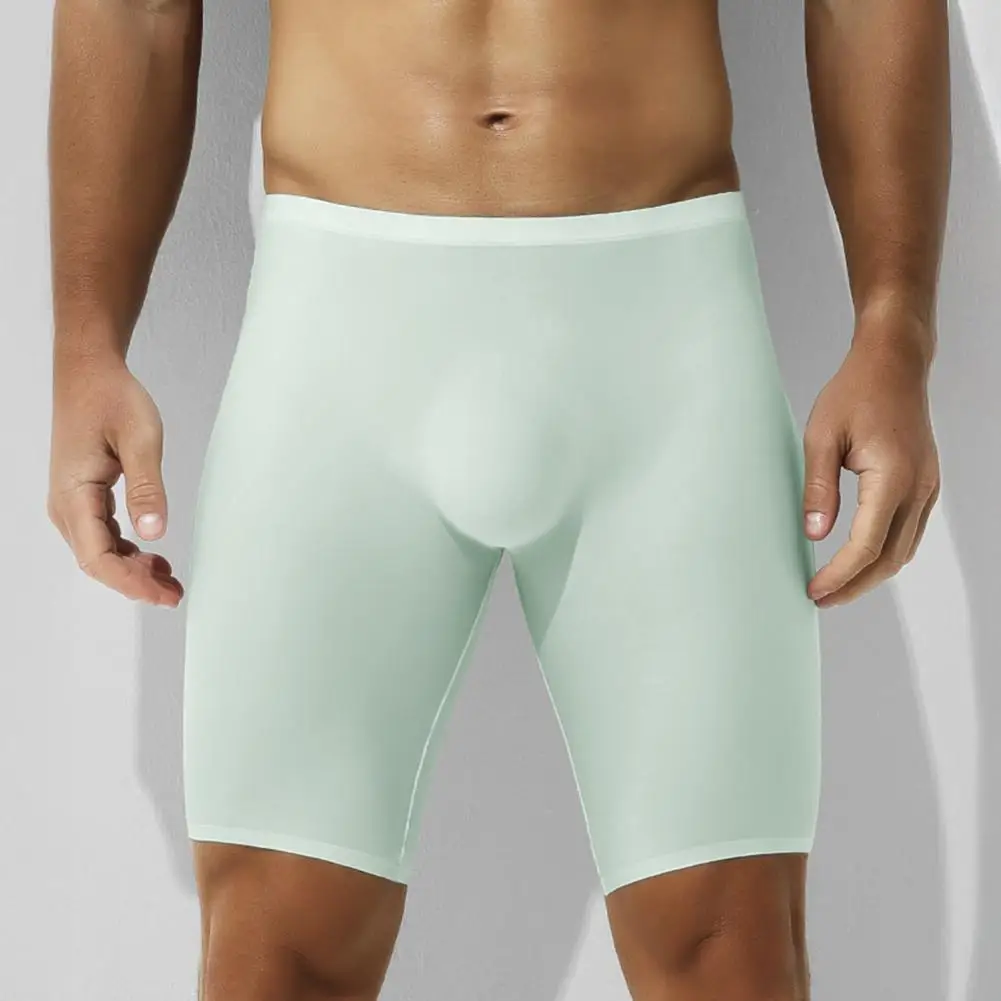 Non-stretched Men Boxers Breathable Ice Silk Men's Boxer Shorts with U-convex Design Seamless Mid-waist for Summer for Men