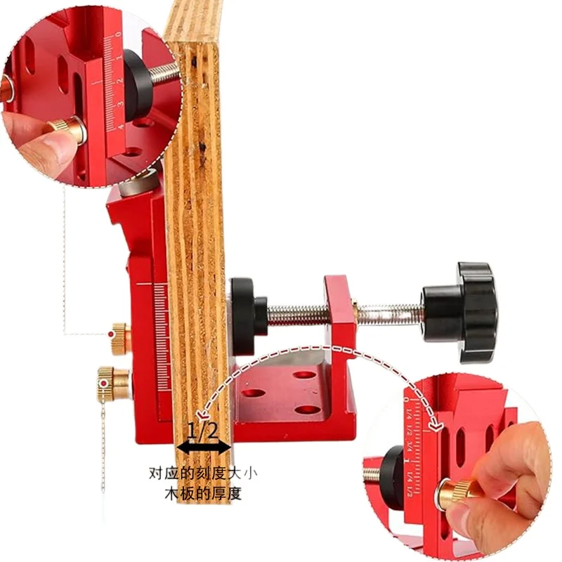 Woodworking Puncher Adjustable Oblique Hole Positioner, Wood Punching Hardware Tool Cabinet Plate Type Aluminum Alloy