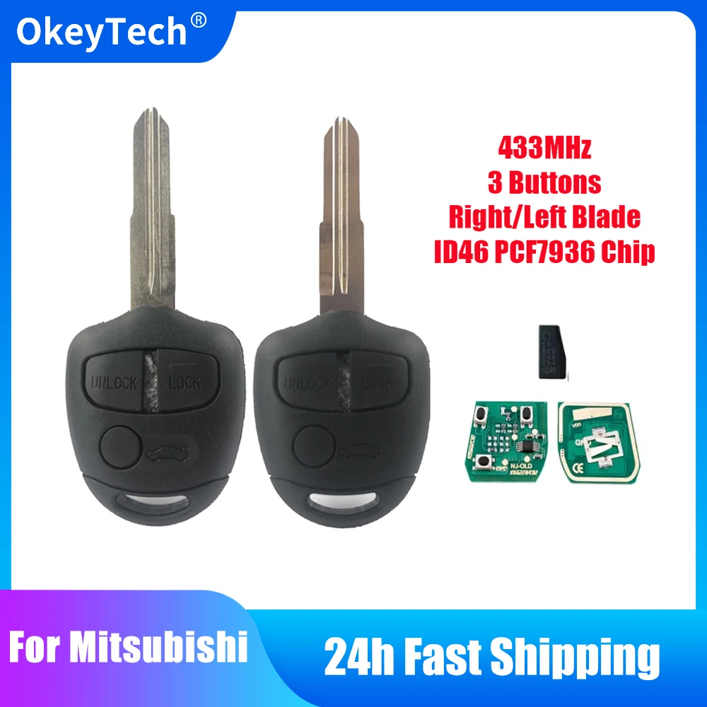 

OkeyTech 3 кнопки PCF7936 ID46 чип Автомобильный Дистанционный ключ подходит для MITSUBISHI 2005-2010 Outlander Pajero Montero Triton ASX Lancer